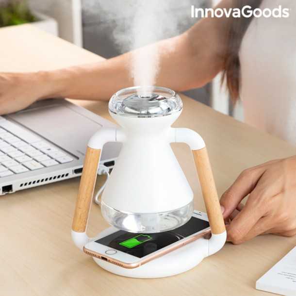 Humidificateur Diffuseur d'Arômes et Chargeur Sans Fil 3 en 1