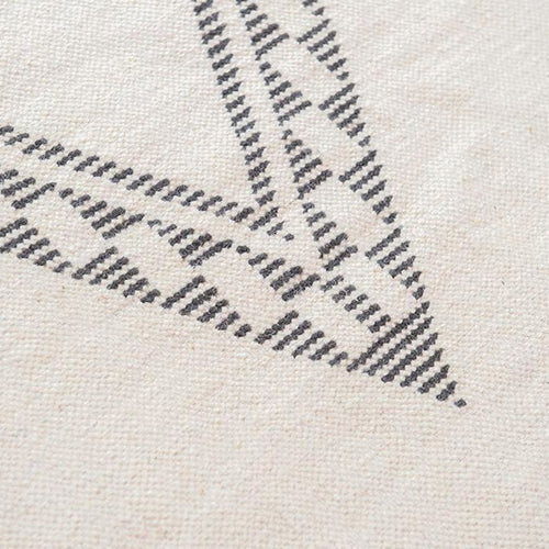 Tapis en laine écru à motif noir sur fond écru tissé main  140 x 200 cm