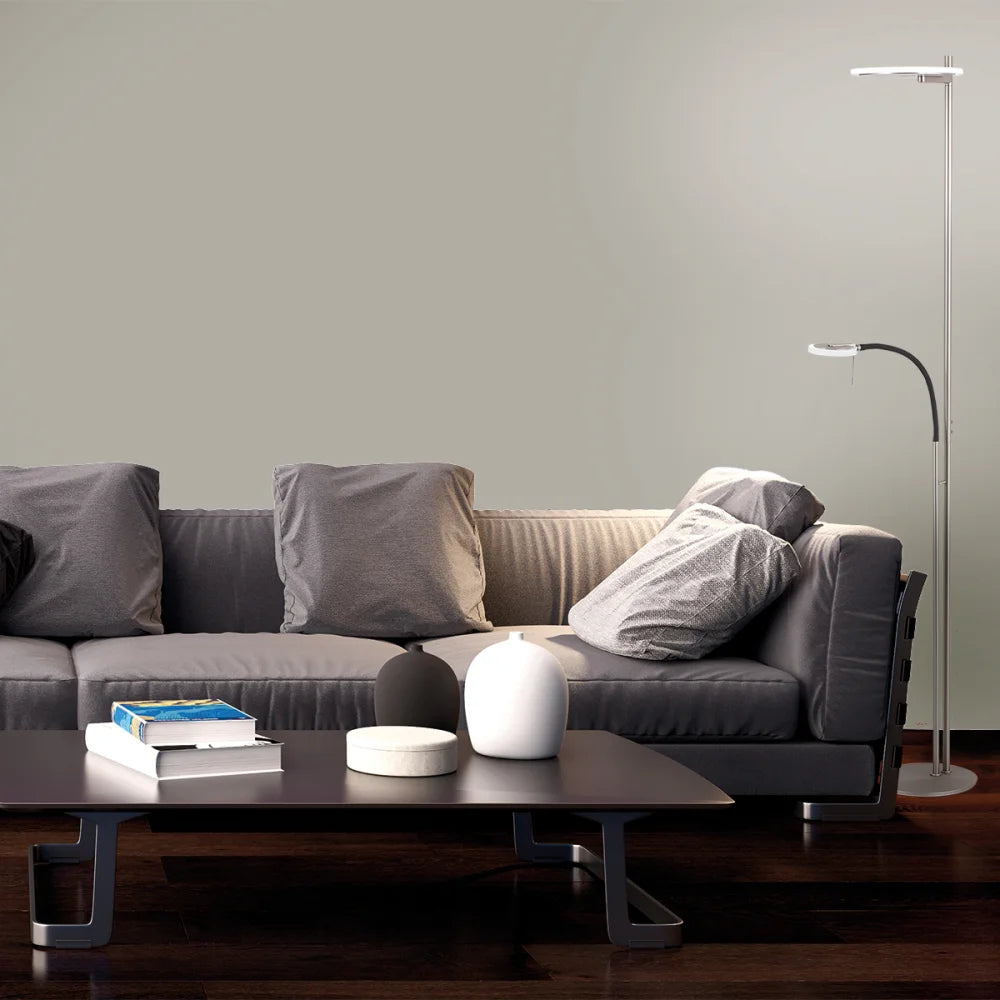Lampadaire acier, avec bras de lecture - Turound