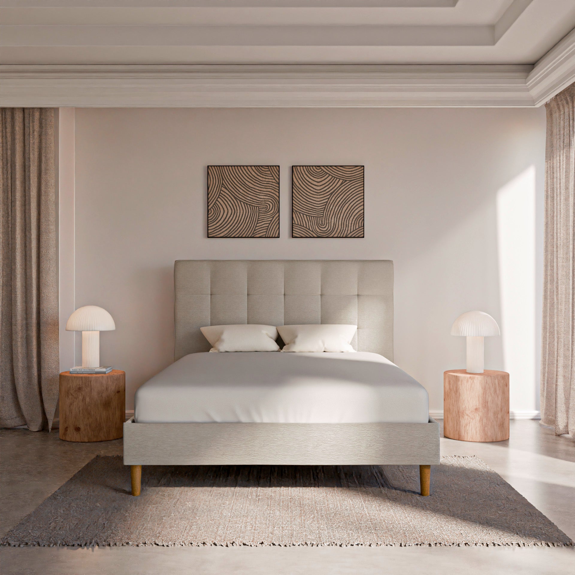 Ensemble lit + tête de lit - Blanc - Collection Léa