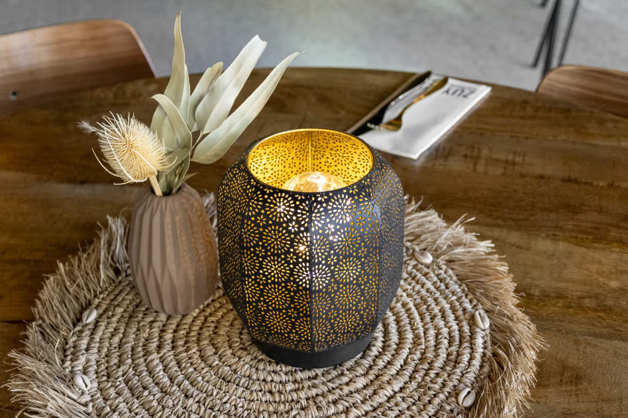 Lampe de table LED sans fil rechargeable Marrakech - noire / dorée - intérieur & extérieur