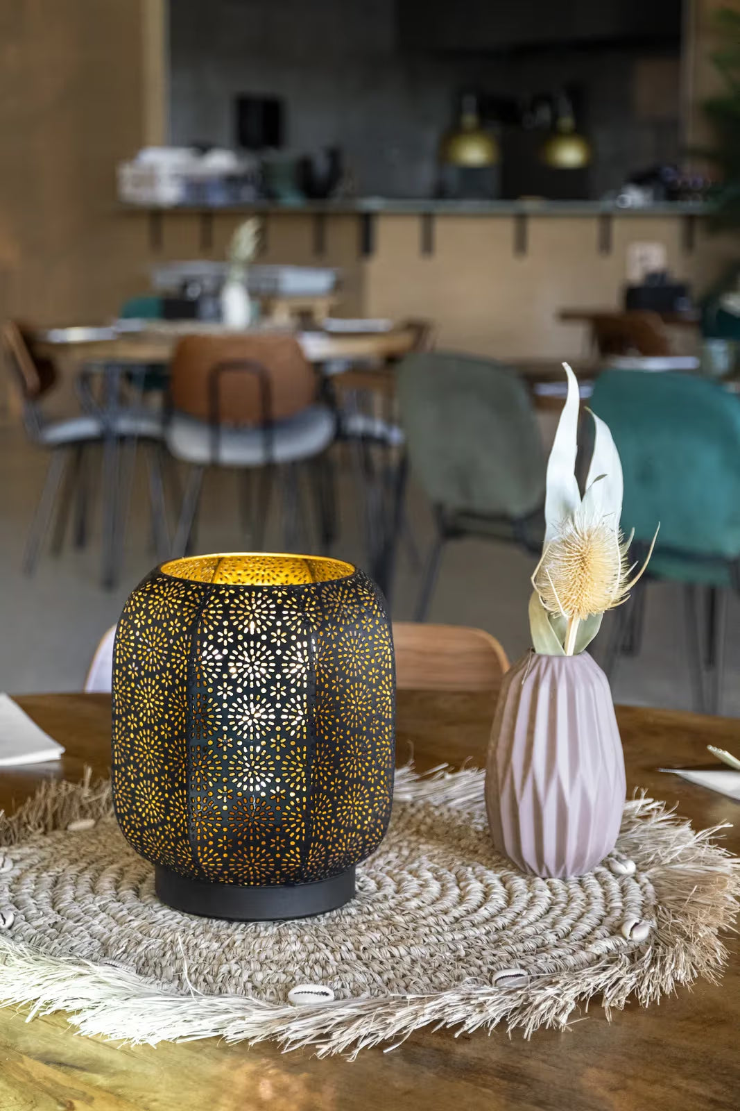 Lampe de table LED sans fil rechargeable Marrakech - noire / dorée - intérieur & extérieur