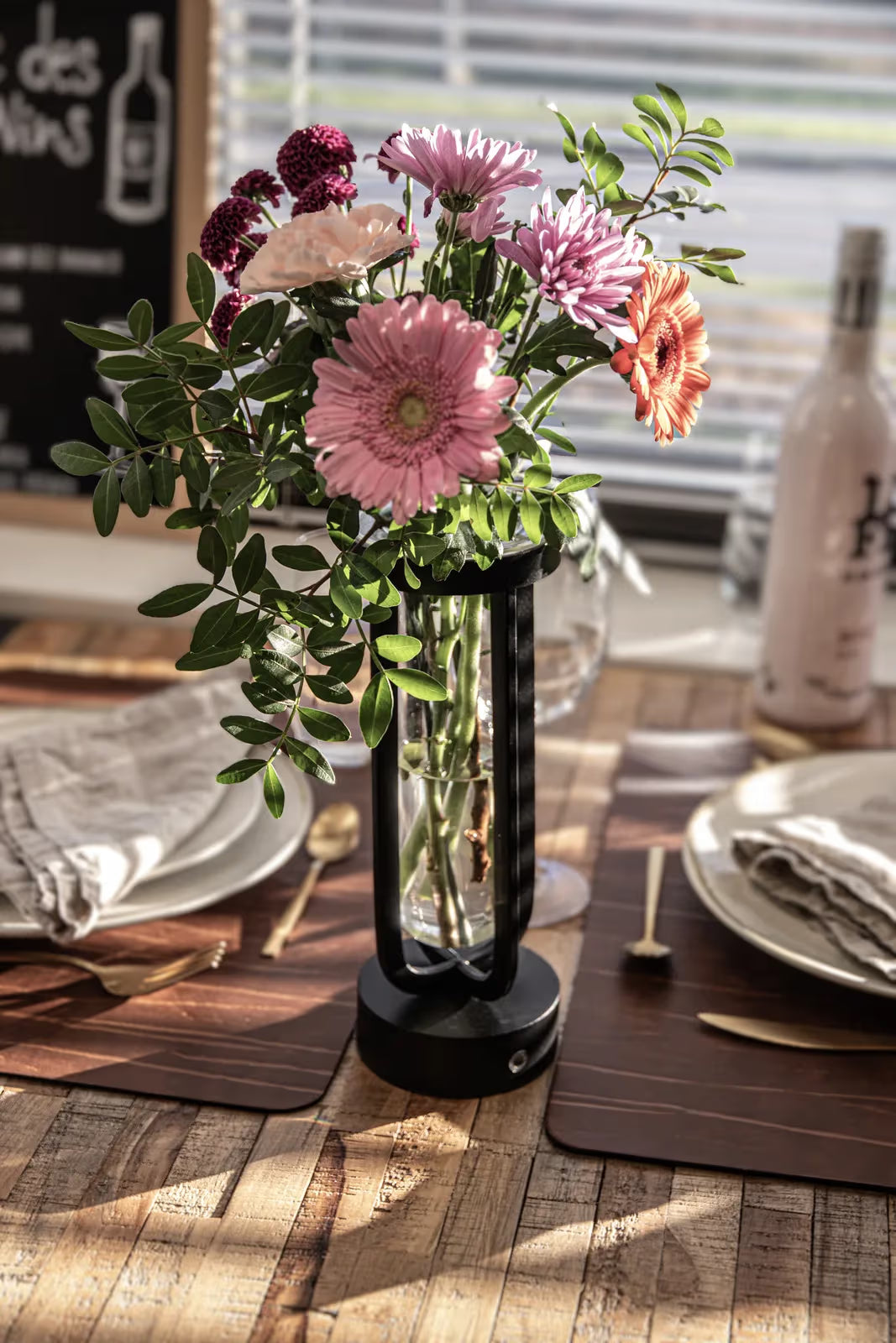 Pack 2 Lampes de table LED sans fil rechargeable en forme de vase Florence - noire - intérieur & extérieur