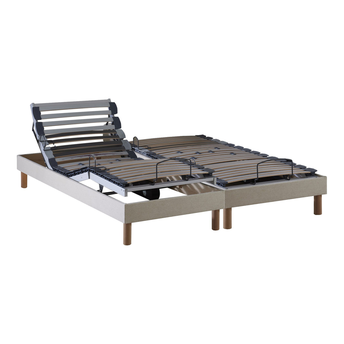 Lot de 2 lits électriques de relaxation multi lattes lisse Beige2x80 x 200