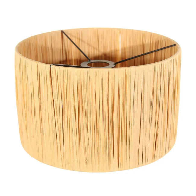 Lampe de table en bois  avec abat-jour en osier naturel