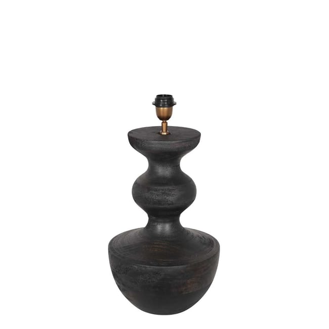 Lampe de table en bois noir avec abat-jour en bambou naturel & noir