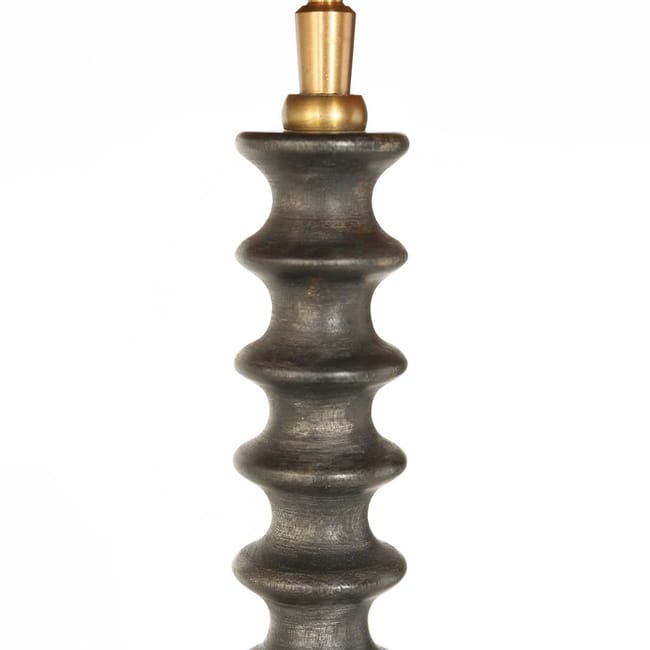 Lampe de table base en bois  avec abat-jour en bambou clair/noir