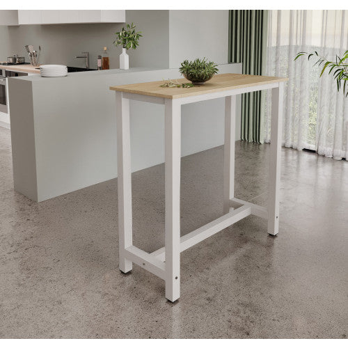 Table haute blanche & chêne - 100 X 100 cm - Anivia