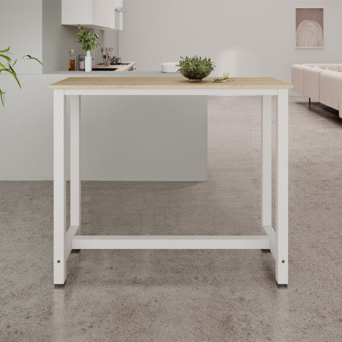 Table haute blanche & chêne - 100 X 120 cm - Anivia
