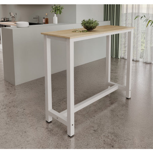 Table haute blanche & chêne - 100 X 120 cm - Anivia