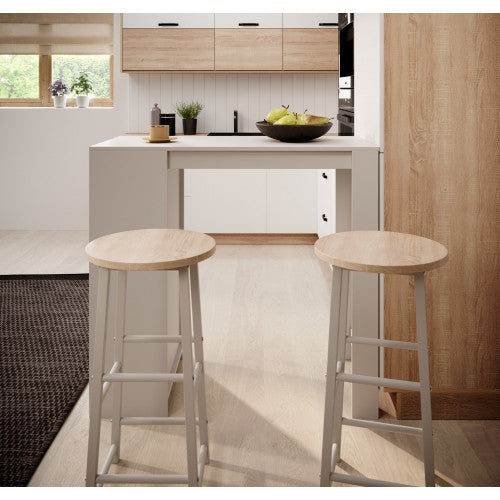 Table haute avec 2 tabourets blancs - 110 cm - Kala