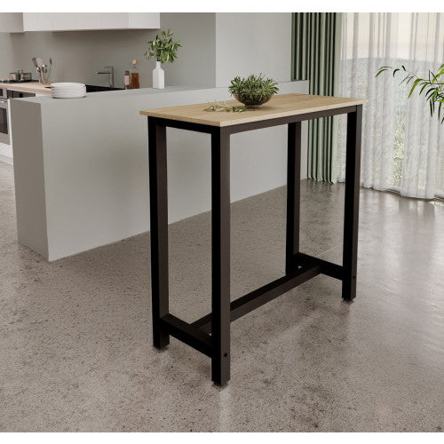 Table haute noire & chêne - 100 X 100 cm - Anivia