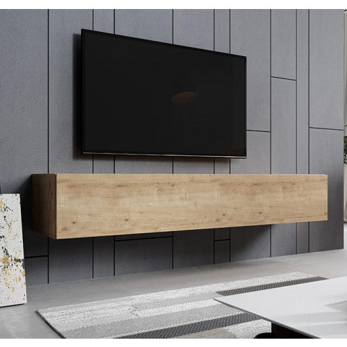 Meuble TV chêne clair - 180 X 30 cm - Amara M2