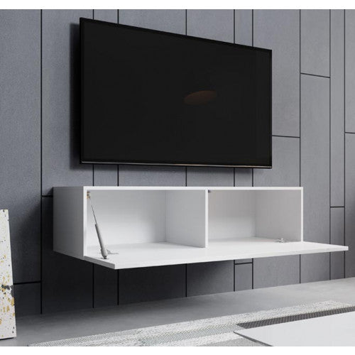Meuble TV suspendu Blanc  - 120 X 30 cm - Amara M1