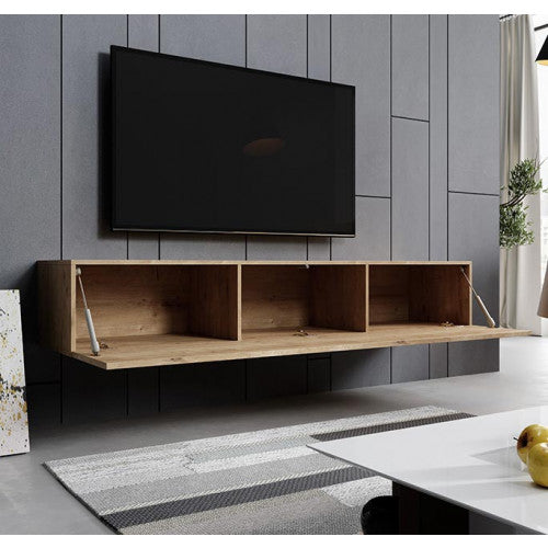 Meuble TV chêne clair - 180 X 30 cm - Amara M2