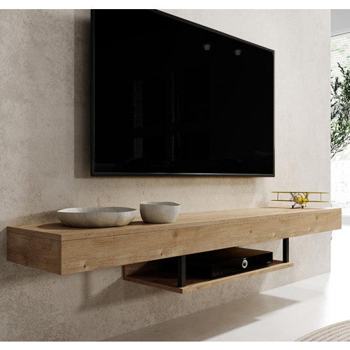 Meuble TV chêne clair - 150 X 22 cm - Anabel