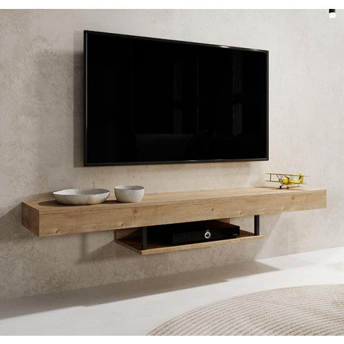 Meuble TV chêne clair - 150 X 22 cm - Anabel