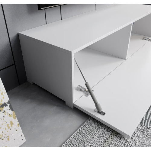 Meuble TV blanc avec pieds 2 cm - 120 X 30 cm - Amara M1