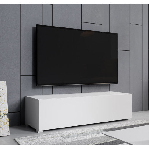 Meuble TV blanc avec pieds 2 cm - 120 X 30 cm - Amara M1