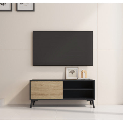 Meuble TV noir & chêne clair - 100 X 42 cm - Koi