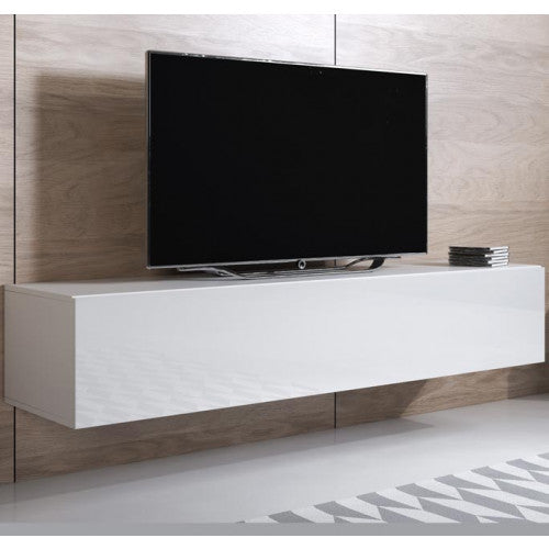 Meuble TV couleur blanc  - 160 x 30 cm -  Leiko H2