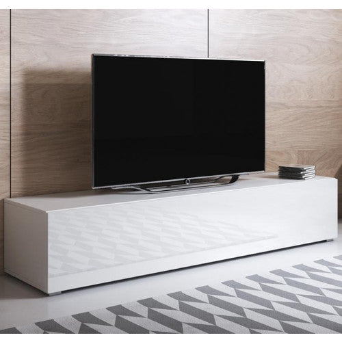 Meuble TV couleur blanc  - 160 x 32 cm -  Leiko H2