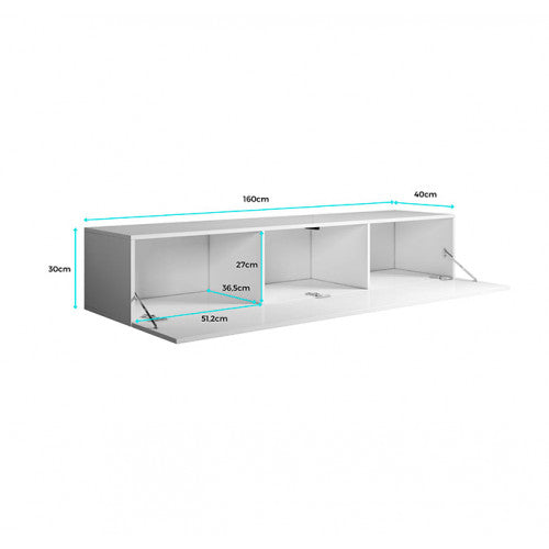 Meuble TV couleur blanc  - 160 x 30 cm -  Leiko H2