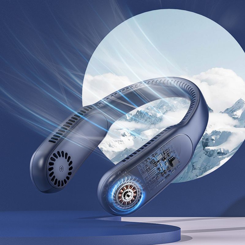 Ventilateur portable de cou bleu