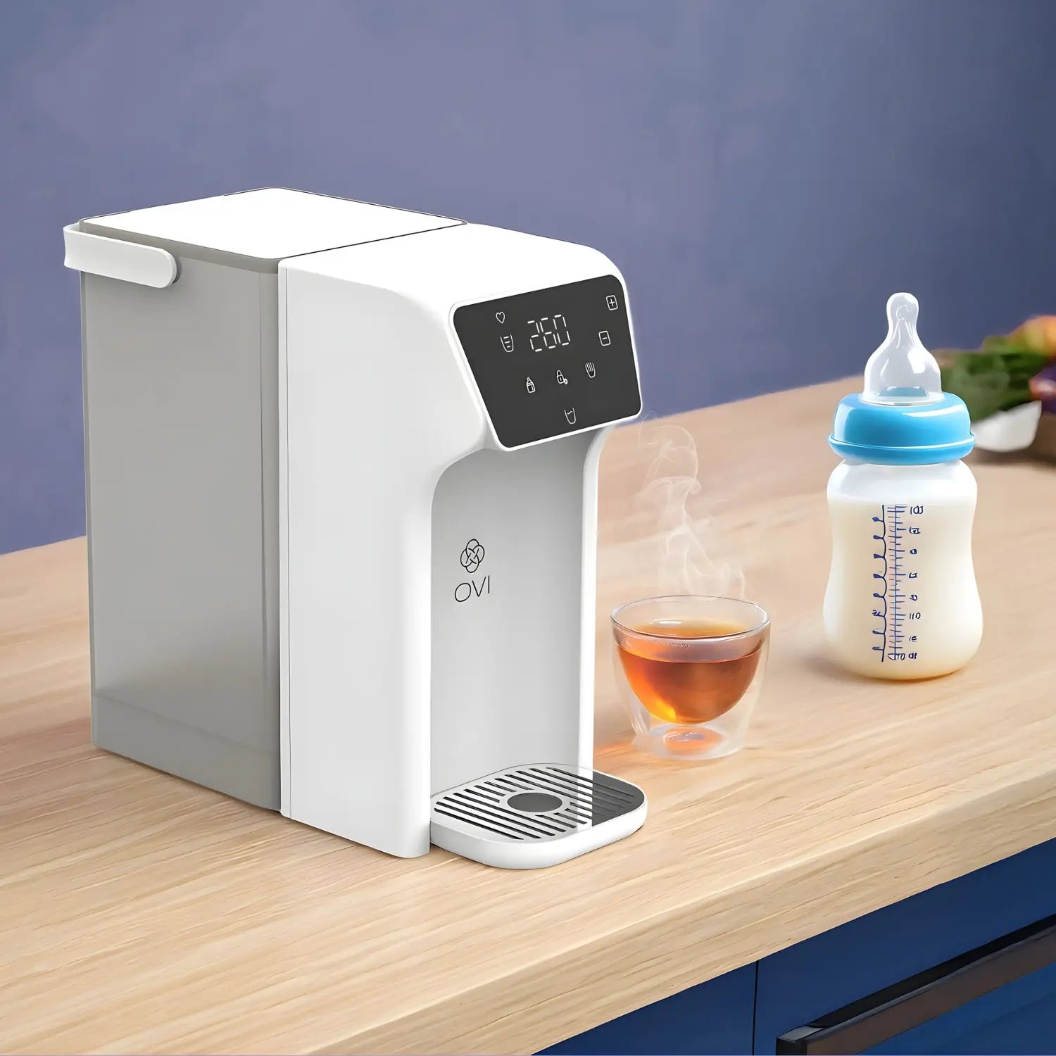 Lot: Fontaine à eau ultra compacte et autonome OVI E – coloris blanc + Pack de 6 filtres