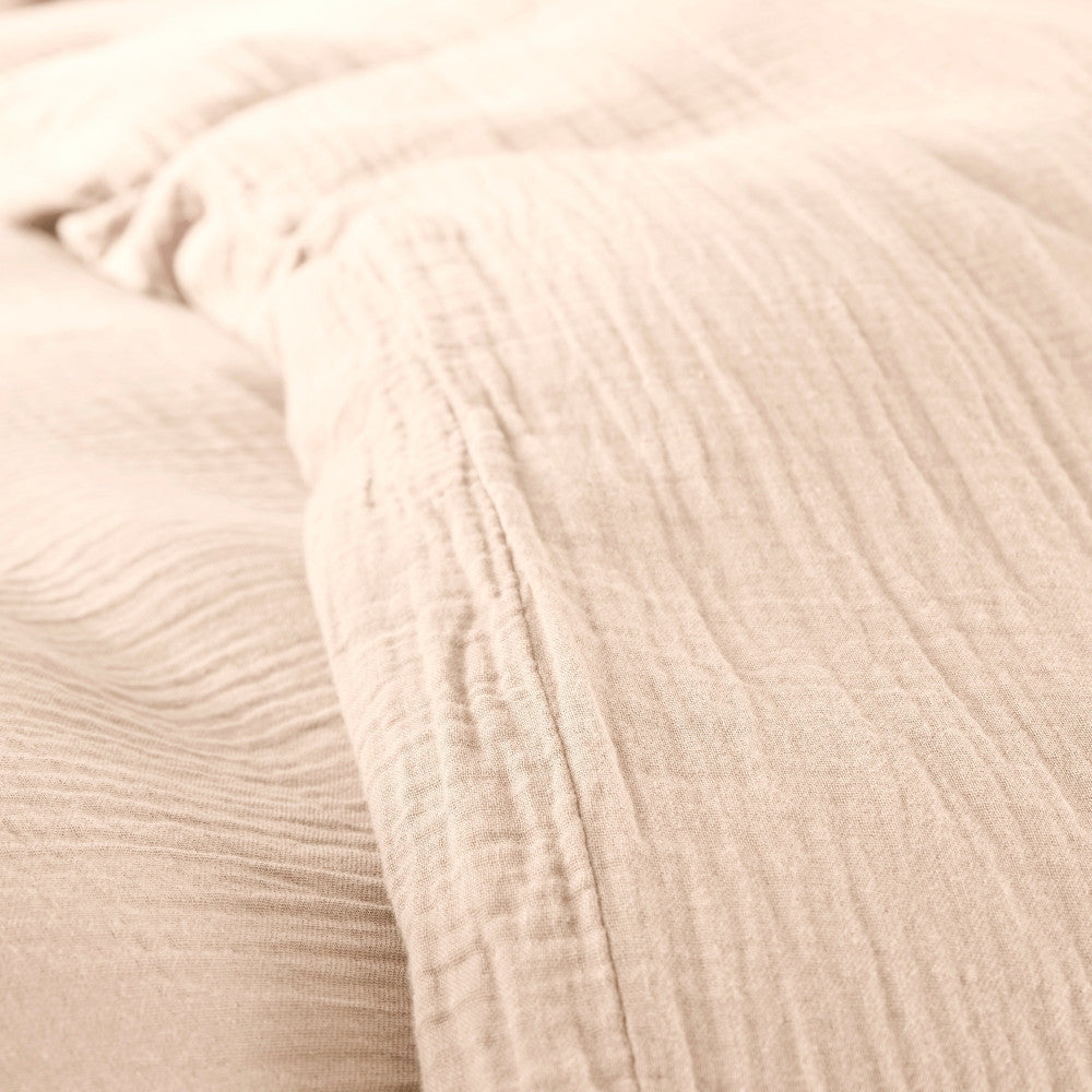 Pack 4 Pièces Housse de couette Gaze de Coton 240 x 220 cm - Naturel