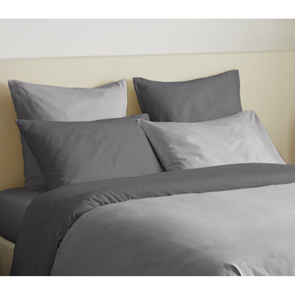 Pack 6 pièces Housse de couette 240 x 260 cm - 100% coton / 57 fils/cm² - Gris/Anthracite Bicolore
