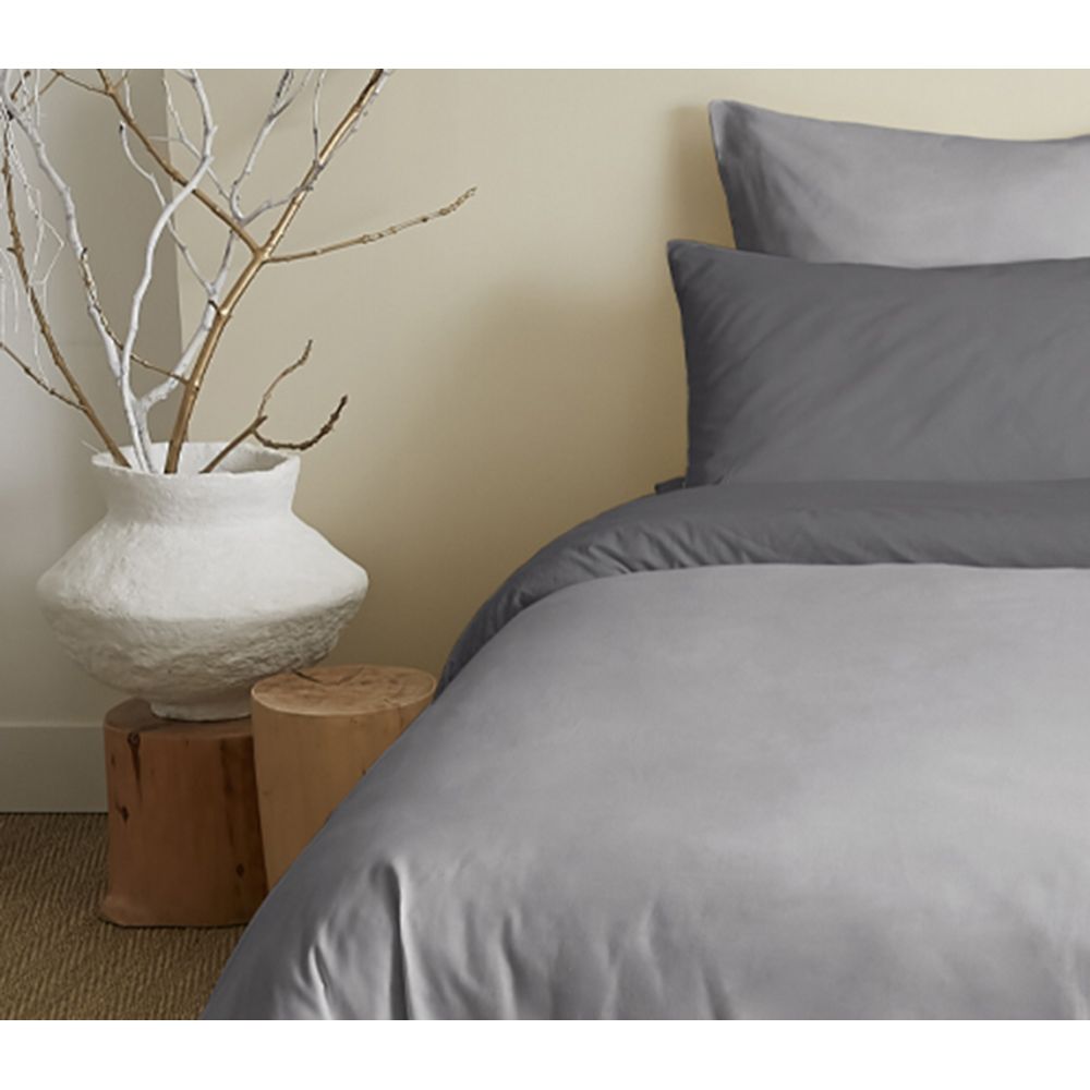 Pack 6 pièces Housse de couette 240 x 260 cm - 100% coton / 57 fils/cm² - Gris/Anthracite Bicolore