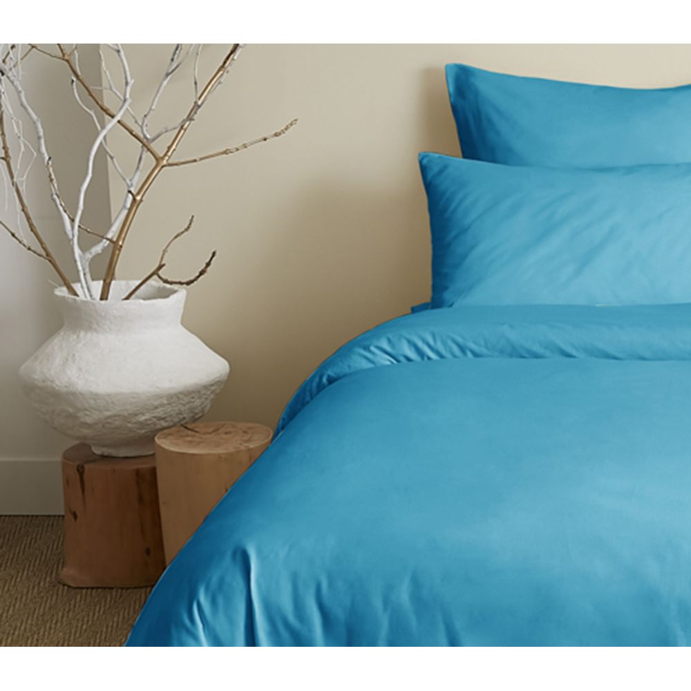 Pack 6 pièces Housse de couette 240 x 220 cm pour lit 140 x 190 cm - 100% coton / 57 fils/cm² - unicolore Turquoise