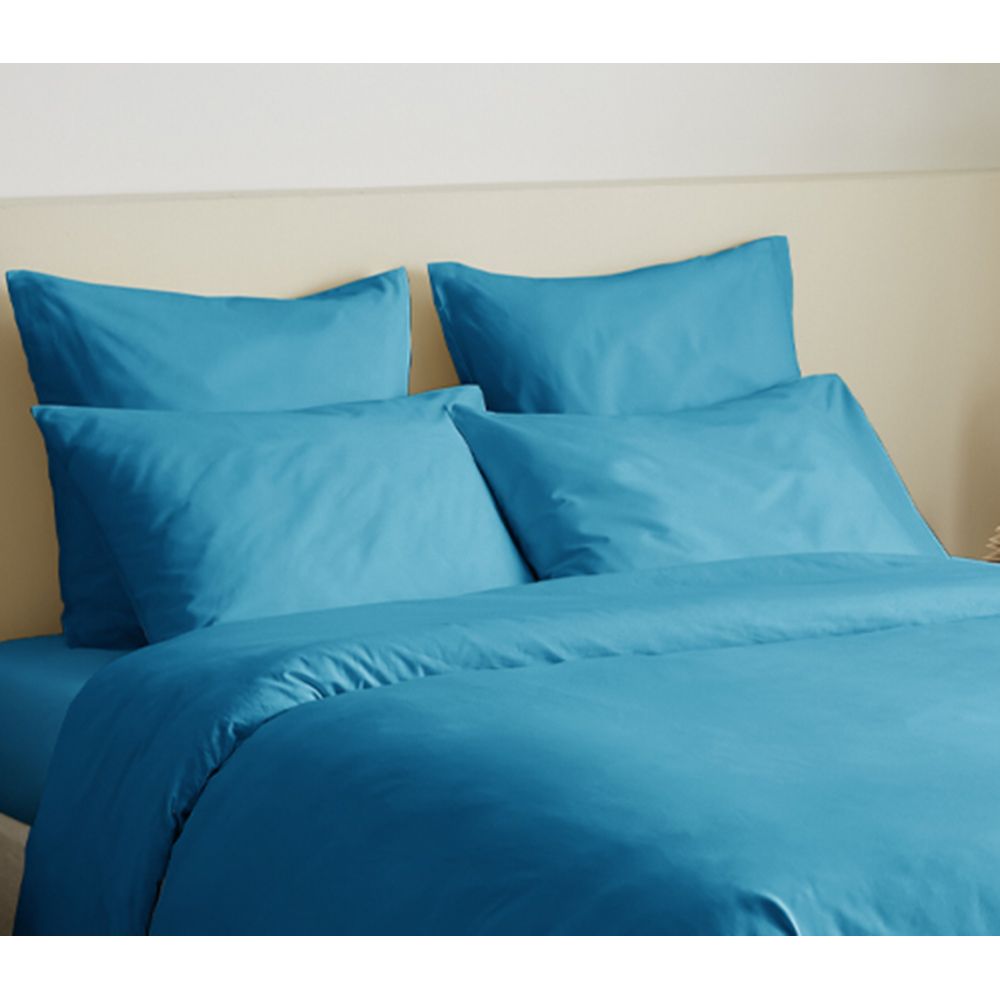 Pack 6 pièces Housse de couette 240 x 220 cm pour lit 140 x 190 cm - 100% coton / 57 fils/cm² - unicolore Turquoise