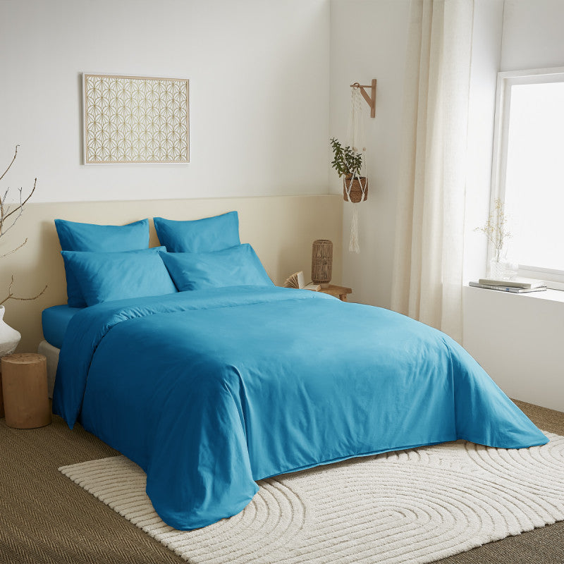 Pack 6 pièces Housse de couette 240 x 260 cm - 100% coton / 57 fils/cm² - Turquoise