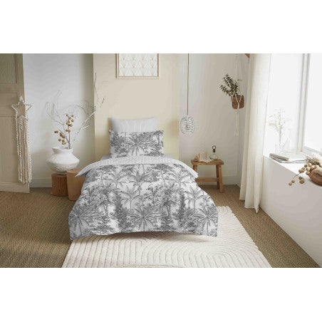 Pack Complet Housse de couette  Imprimé 140 x 200 cm - Drap housse 90 x 190 cm - 100% coton / 57 fils/cm² - ADAMA PERLE