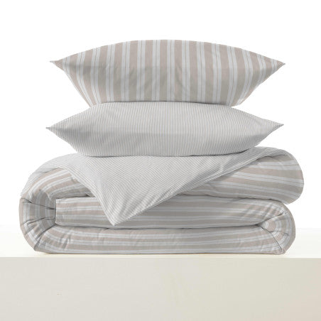 Pack Complet Housse de couette  Imprimé 140 x 200 cm - Drap housse 90 x 190 cm - 100% coton / 57 fils/cm² - FLORENCE NATUREL