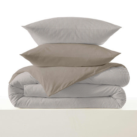 Pack Complet Housse de couette  Imprimé 140 x 200 cm - Drap housse 90 x 190 cm - 100% coton / 57 fils/cm² - GABRIELLE NATUREL
