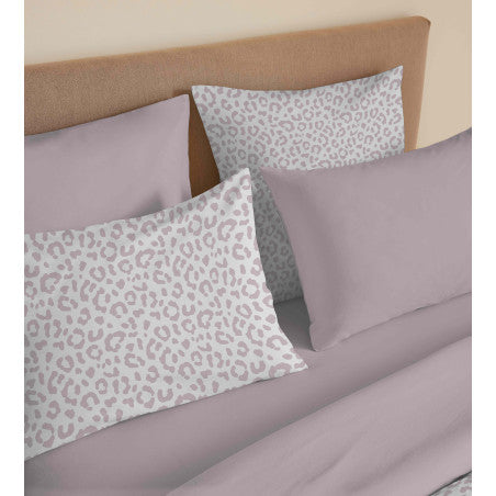 Pack Complet Housse de couette Imprimé 220 x 240 cm - Drap housse 140 x 190 cm - 100% coton / 57 fils/cm²- DIANA BLUSH