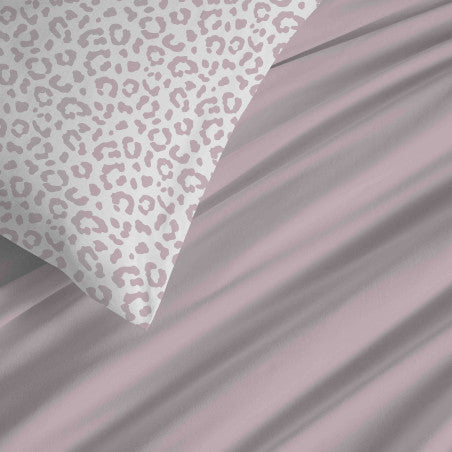 Pack Complet Housse de couette Imprimé 220 x 240 cm - Drap housse 140 x 190 cm - 100% coton / 57 fils/cm²- DIANA BLUSH