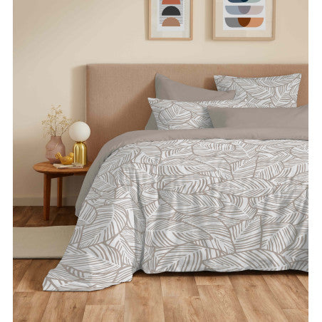 Pack Complet Housse de couette Imprimé 220 x 240 cm - Drap housse 140 x 190 cm - 100% coton / 57 fils/cm²- FIRA NATUREL