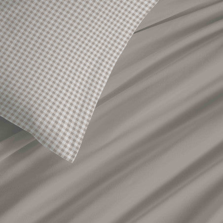 Pack Complet Housse de couette Imprimé 220 x 240 cm - Drap housse 140 x 190 cm - 100% coton / 57 fils/cm²- GABRIELLE NATUREL