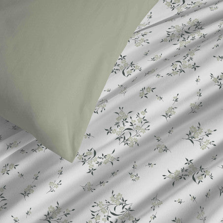Pack Complet Housse de couette Imprimé 220 x 240 cm - Drap housse 140 x 190 cm - 100% coton / 57 fils/cm²- LOUISE ROMARIN