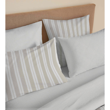 Pack Complet Housse de couette Imprimé 220 x 240 cm - Drap housse 160 x 200 cm - 100% coton / 57 fils/cm² - FLORENCE NATUREL