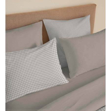Pack Complet Housse de couette Imprimé 220 x 240 cm - Drap housse 160 x 200 cm - 100% coton / 57 fils/cm²- GABRIELLE NATUREL