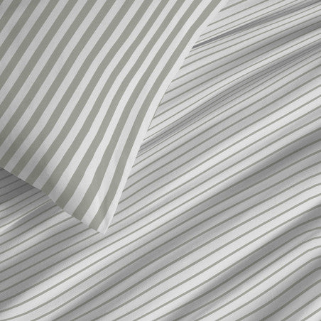 Pack Complet Housse de couette Imprimé 220 x 240 cm - Drap housse 160 x 200 cm - 100% coton / 57 fils/cm²- PALERME EUCALYPTUS
