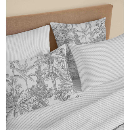 Pack Complet Housse de couette Imprimé 240 x 260 cm - Drap housse 180 x 200 cm King Size - 100% coton / 57 fils/cm²- ADAMA PERLE