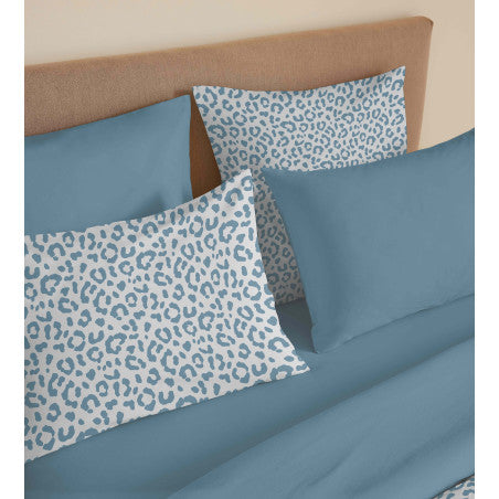 Pack Complet Housse de couette Imprimé 240 x 260 cm - Drap housse 180 x 200 cm King Size - 100% coton / 57 fils/cm²- DIANA BLEU