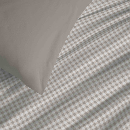Pack Complet Housse de couette Imprimé 240 x 260 cm - Drap housse 180 x 200 cm King Size - 100% coton / 57 fils/cm²- GABRIELLE NATUREL