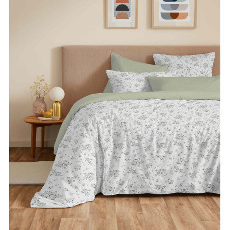 Pack Complet Housse de couette Imprimé 240 x 260 cm - Drap housse 180 x 200 cm King Size - 100% coton / 57 fils/cm²- LOUISE ROMARIN